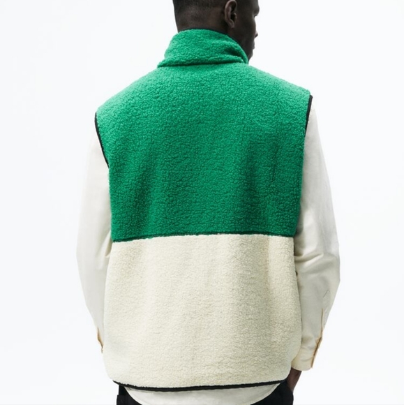 COLOR BLOCK FAUX SHEEPSKIN VEST SIZE L-XL - Picture 3 of 10
